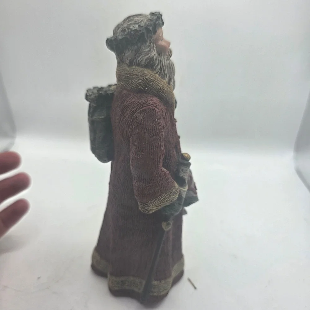 Vintage Style Father Christmas Santa Figurine Holding Joy Ornament Gift Sack